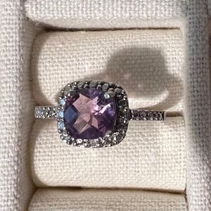Elegant Purple Gemstone Silver Ring